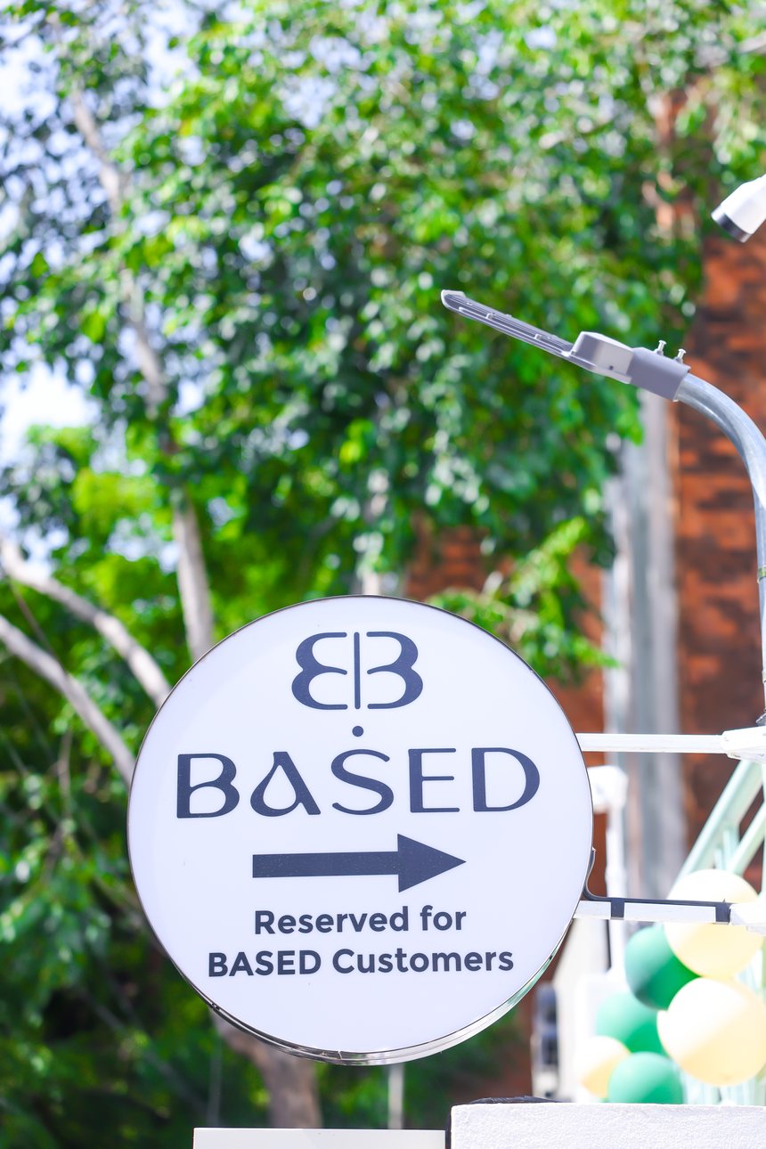Reserved parking sign for Based Aesthetics customers